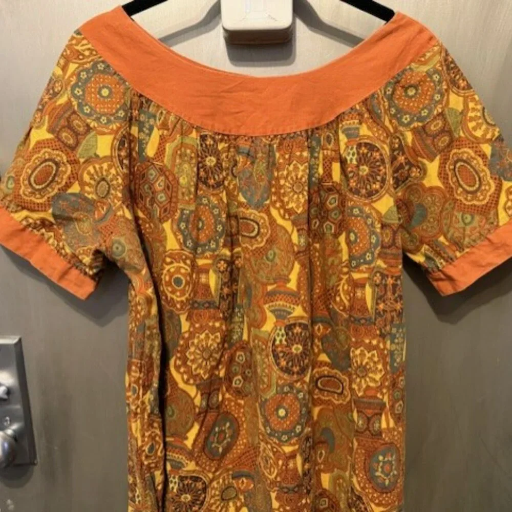 Vintage 70’s Boho paisley African print A-line swing Mini Dress - Picture 13 of 16